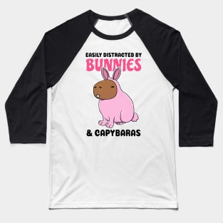 Easily Distracted by Bunnies and Capybaras Baseball T-Shirt